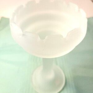 1990s PartyLite Frosted Satin Glass Castle Turret Pedestal Candle Holder 7.25”